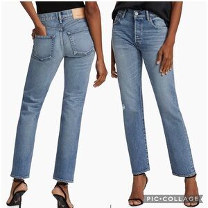 Moussy Vintage  Gibraltar High-Rise Stretch Straight-Leg Jeans in Blue Size 28